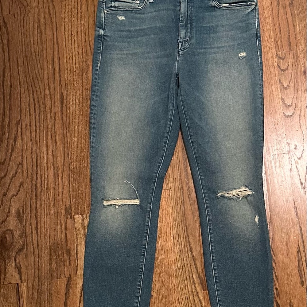 Women's Blue Distressed Jeans - MOTHER